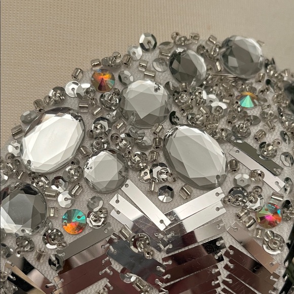 Tony Bowls Silver and White Strapless Dress - Picture 4 of 4